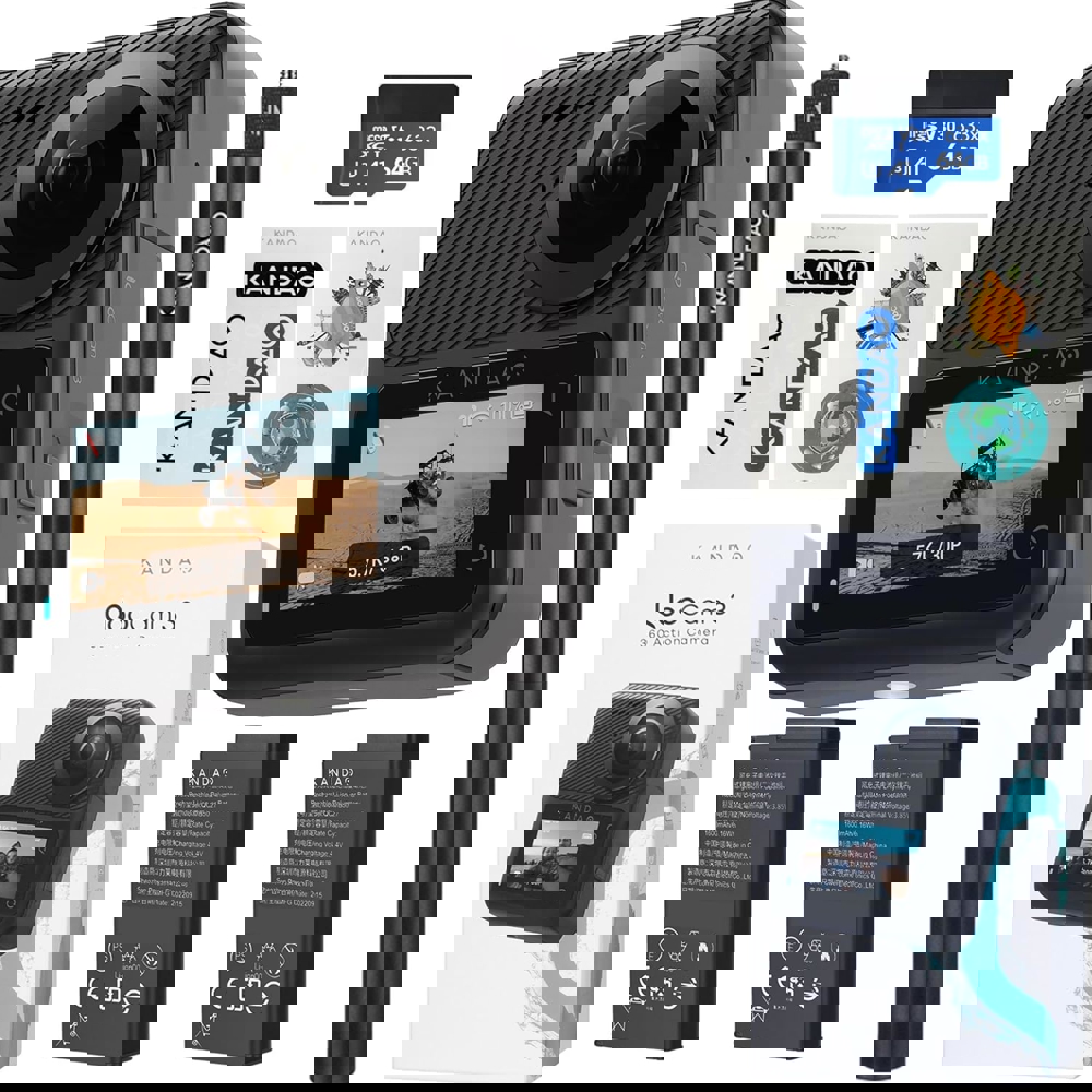 ექშენ კამერა KanDao Q23G-02 QooCam 3, 62MP, 360 Action Camera Travel Combo, Black