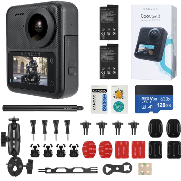 360 Action Camera Travel Combo KanDao Q23G-02 QooCam 3, 62MP, Black