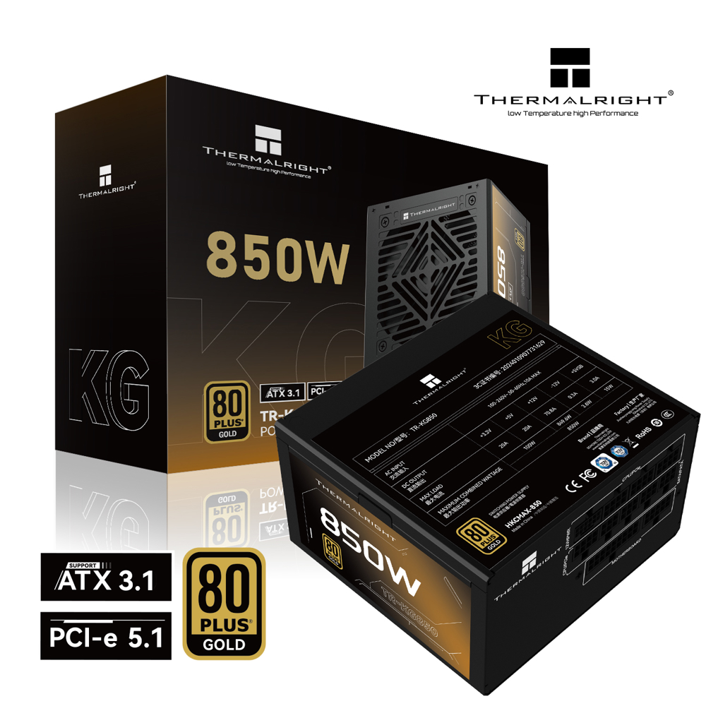 Power Supply Thermalright TR-KG850, 850W, 80PLUS Gold, Black