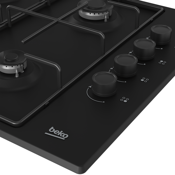 ჩასაშენებელი გაზის ქურის ზედაპირი Beko HIGG 64123 SB, Built-in Gas Cooktop, Back