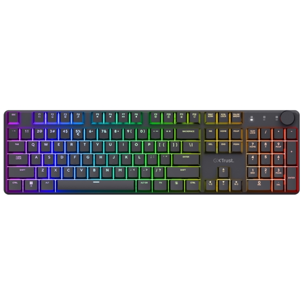 კლავიატურა Trust 25368 GXT868 TORIX, Wireless, RGB, USB, USB-C, Mechanical Gaming Keyboard, Black
