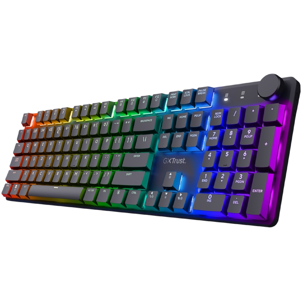 კლავიატურა Trust 25368 GXT868 TORIX, Wireless, RGB, USB, USB-C, Mechanical Gaming Keyboard, Black