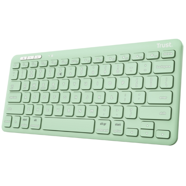 კლავიატურა Trust 25096 Lyra Compact, Wireless, Bluetooth, USB, USB-C, Keyboard, Mint
