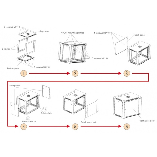 საკომუნიკაციო კარადა რეკი Le WS1-6404, 4U, Wall Mount Rack, Black