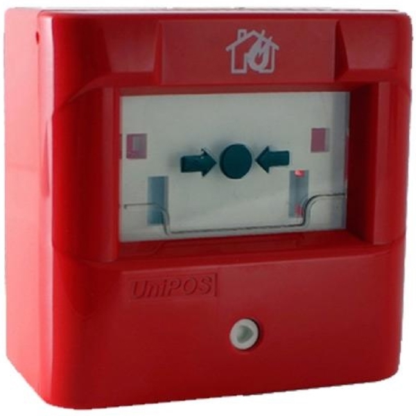 განგაშის ანალოგური ღილაკი სახანძრო სიგანლიზაციისთვის UniPOS FD3050, Analog Alarm Fire Button, Red