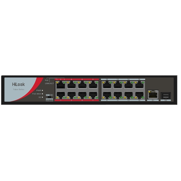 PoE+ Switch HiLook By HIKVISION NS-0318P-130, 16Port, Black