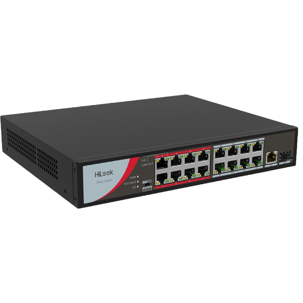 სვიჩი HiLook By HIKVISION NS-0318P-130, 16Port, PoE+ Switch, Black