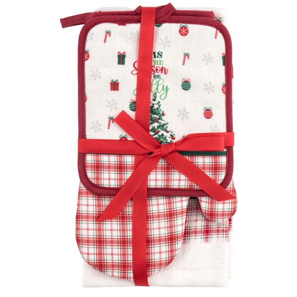 სამზარეულოს ნაკრები Ardesto ART14HTR Christmas Tree, 3pcs, Kitchen Gift Set, Red