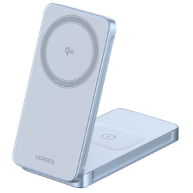უსადენო დამტენი UGREEN W756 (55963) MagFlow, 25W, 2-in-1 Magnetic Wireless Charger, Blue