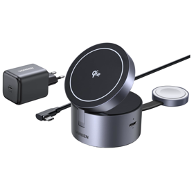 3in1 Wireless Charger UGREEN W712 (65148) Magflow Qi2.2, 15W, Grey