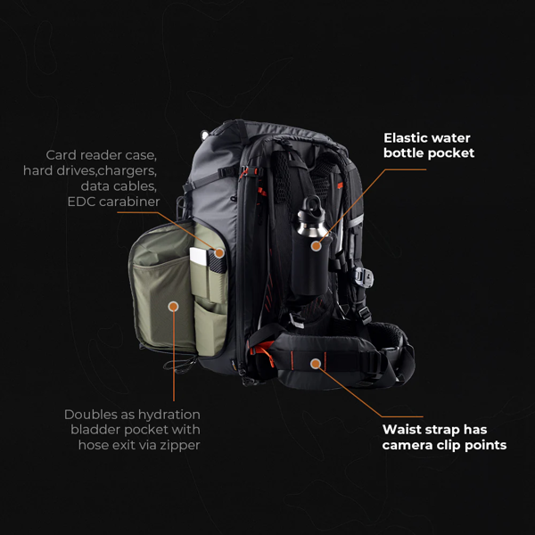 დრონის ჩანთა Pgytech 6976100486058 OnePro Focux, 25L, Drone Backpack, Space Black