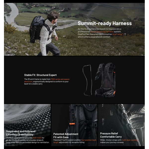 დრონის ჩანთა Pgytech 6976100486058 OnePro Focux, 25L, Drone Backpack, Space Black