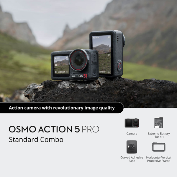 ექშენ კამერა DJI 6941565981066 Osmo Action 5 Pro Standard Combo, Action Camera, Wi-Fi, Black