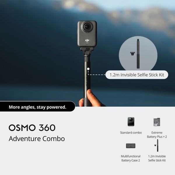 ექშენ კამერა DJI 6937224110519 Osmo 360 Adventure Combo, 120MP, Camera, Black