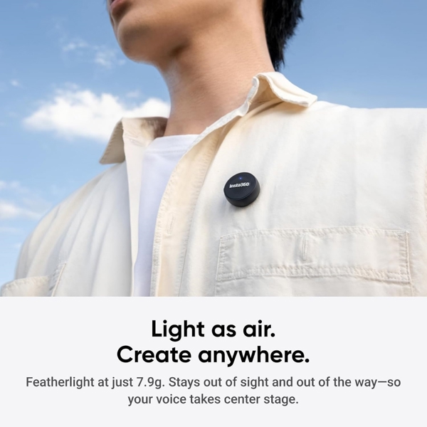 Insta360 Mic Air (1 TX + 1 RX) DJI 6977644763414, Bluetooth, USB-C, Black