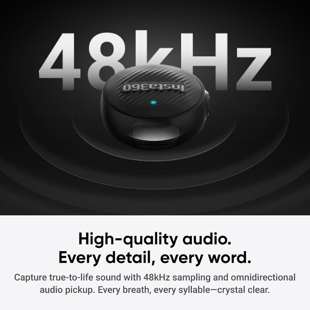 მიკროფონის კომპლექტი DJI 6977644763414 Insta360 Mic Air (1 TX + 1 RX), Bluetooth, USB-C, Microphone set, Black