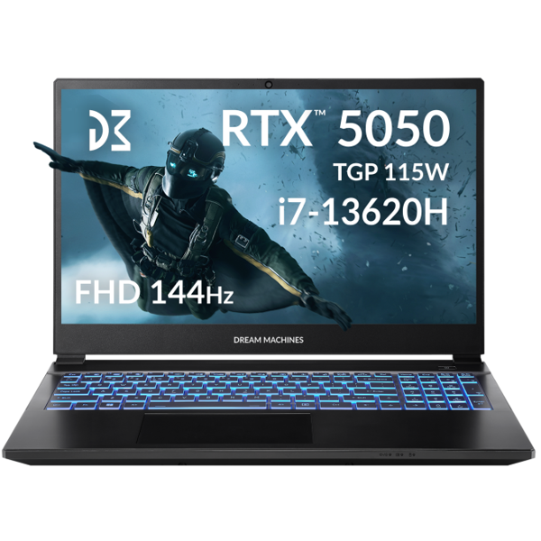 ნოუთბუქი Dream Machines RG5050-15UA27, 15.6", i7-13620H, 32GB, 1TB SSD, RTX5050 8GB, Black