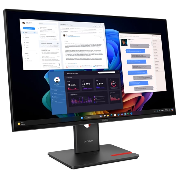 მონიტორი Lenovo 64AFGAT2EU ThinkVision T27UD-40, 27", Monitor, UHD, IPS, USB-C, HDMI, DP, LAN, Black