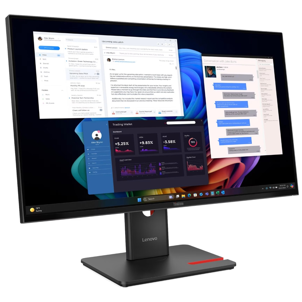 Monitor Lenovo 64AFGAT2EU ThinkVision T27UD-40, 27", UHD, IPS, USB-C, HDMI, DP, LAN, Black
