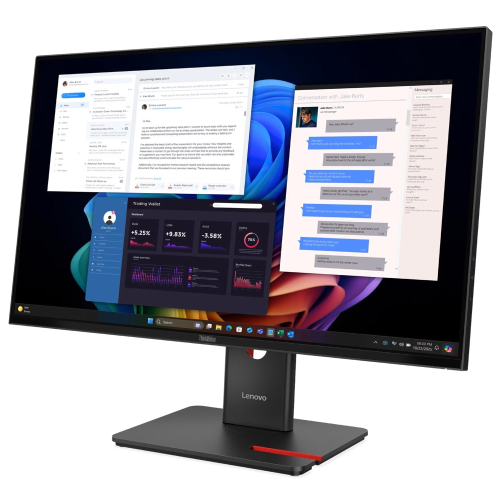 Monitor Lenovo 64AFGAT2EU ThinkVision T27UD-40, 27", UHD, IPS, USB-C, HDMI, DP, LAN, Black