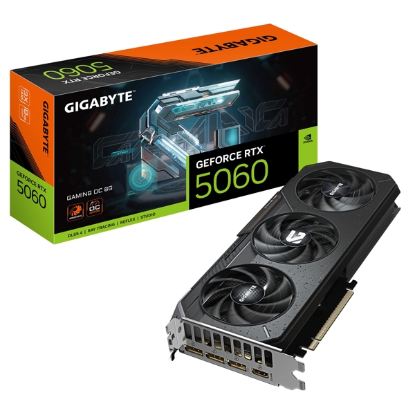 Graphic Card Gigabyte GV-N5060GAMING_OC-8GD GAMING OC, GeForce RTX5060, 8GB, 128bit, DP, HDMI, Black