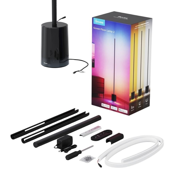 Smart Floor Lamp Govee H607C311 RGBICWW, 36W, Bluetooth, WiFi, Black