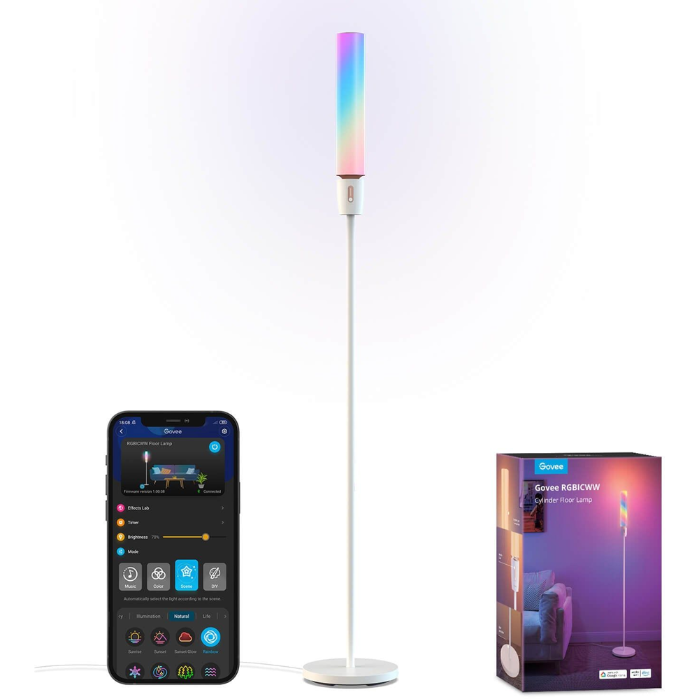 ტორშერი Govee H6078302 RGBICWW, 24W, Bluetooth, WiFi, Cylinder Floor Lamp, White