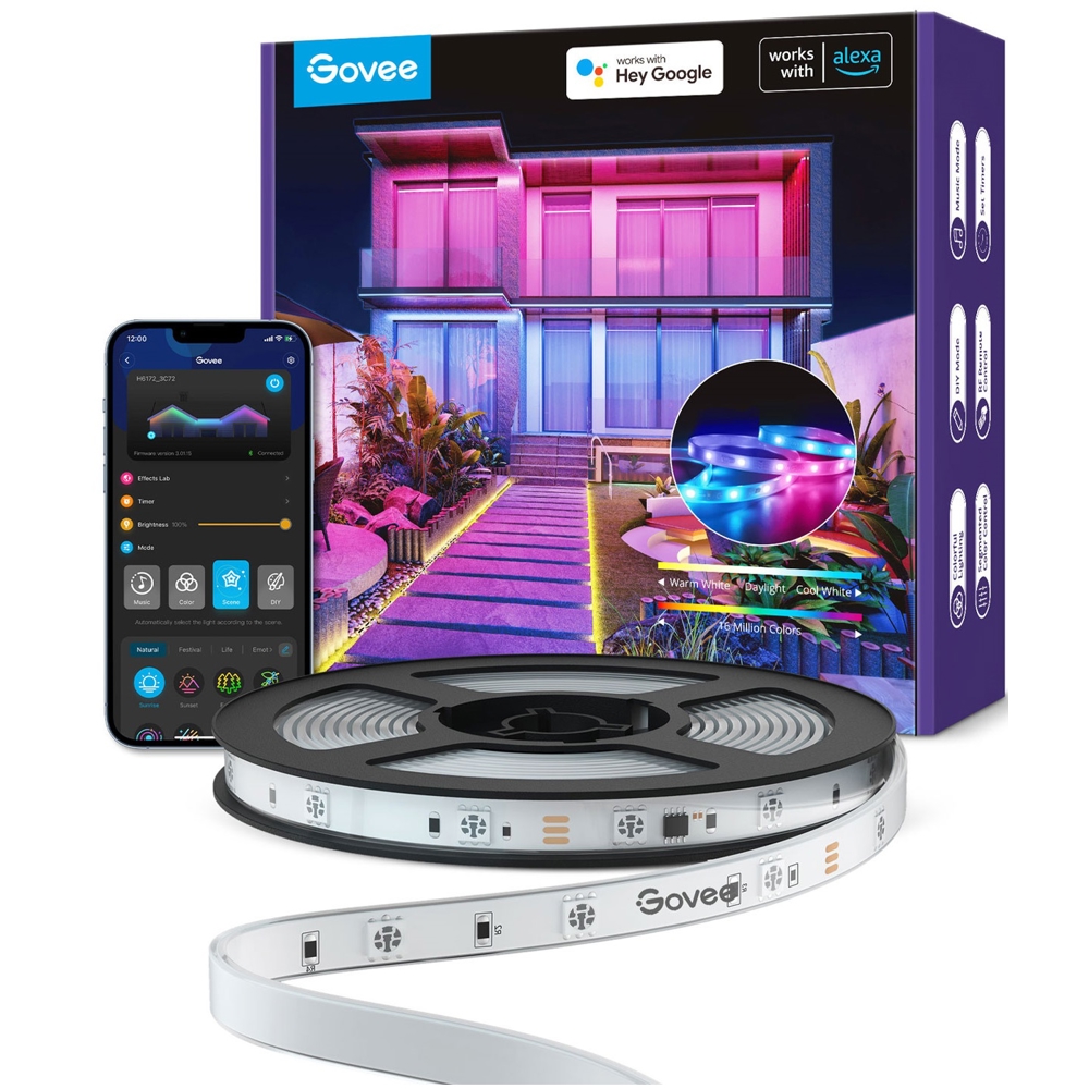 Outdoor LED RGBIC Strip Lights Govee H61723D1 Phantasy, 10m, White