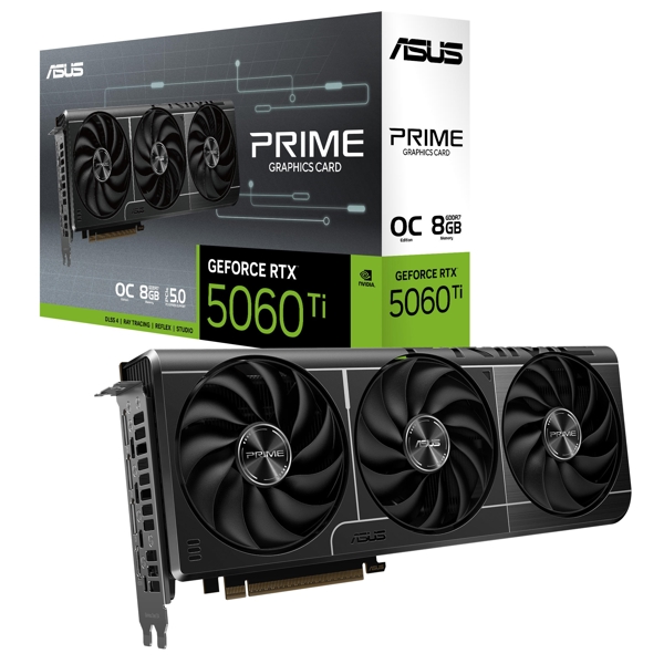 Graphic Card Asus 90YV0MP0-M0NA00 PRIME-RTX5060TI-O8G, RTX5060Ti, 8GB, 128Bit, HDMI, DP, Black