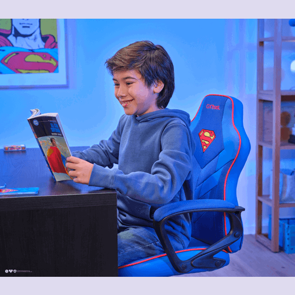 საბავშვო გეიმერული სავარძელი Trust 25741 GXT703SM Revvov Superman, Kids Gaming Chair, Blue