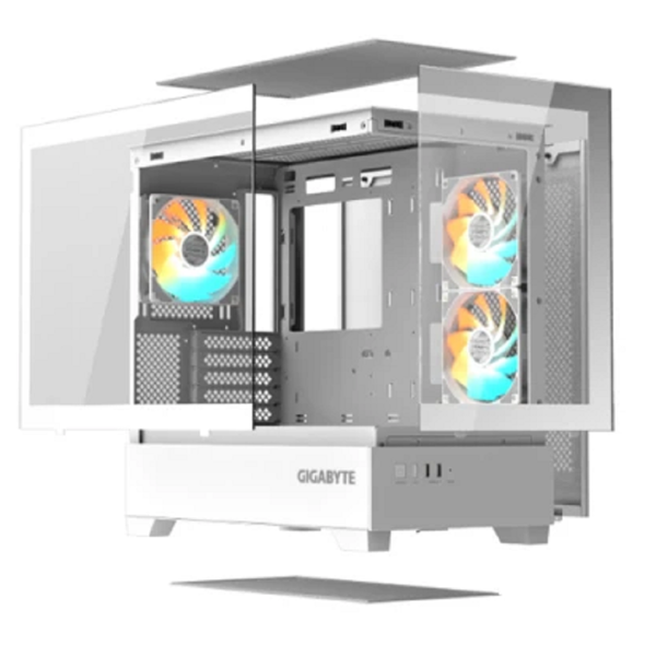 ქეისი Gigabyte C201PI PANORAMIC ICE, Computer Case, MidiT, Mini ITX, ATX, 2xUSB 3.0, White