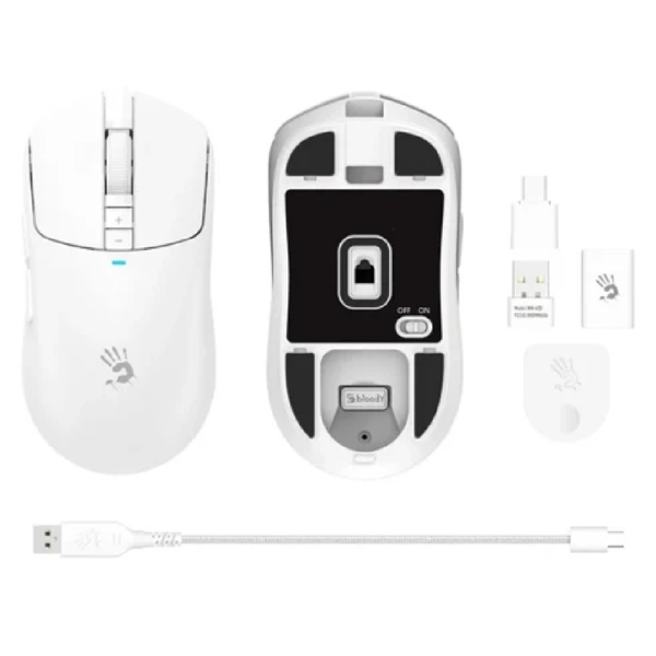 მაუსი A4Tech R72 Bloody, Wireless, USB, USB-C, Gaming Mouse, White