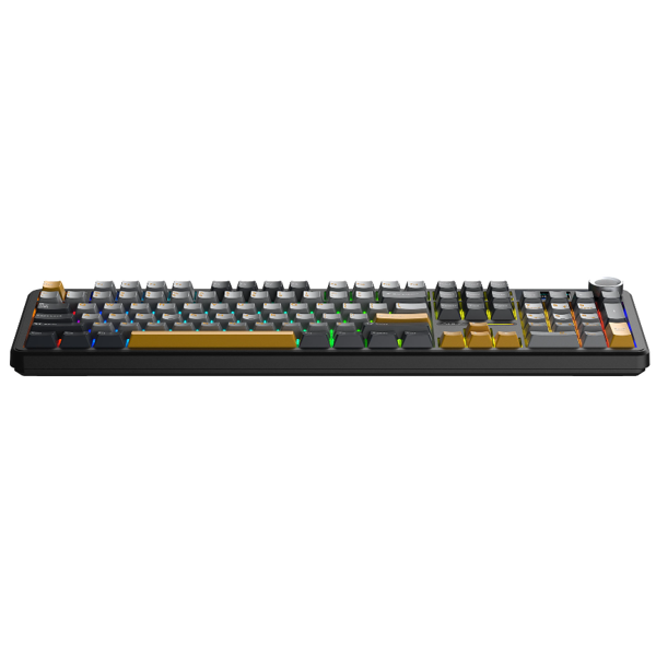 კლავიატურა Aula F108PRO, Reaper switch, Wireless, Bluetooth, USB-C, RGB, Mechanical Gaming Keyboard, Gray/Yellow