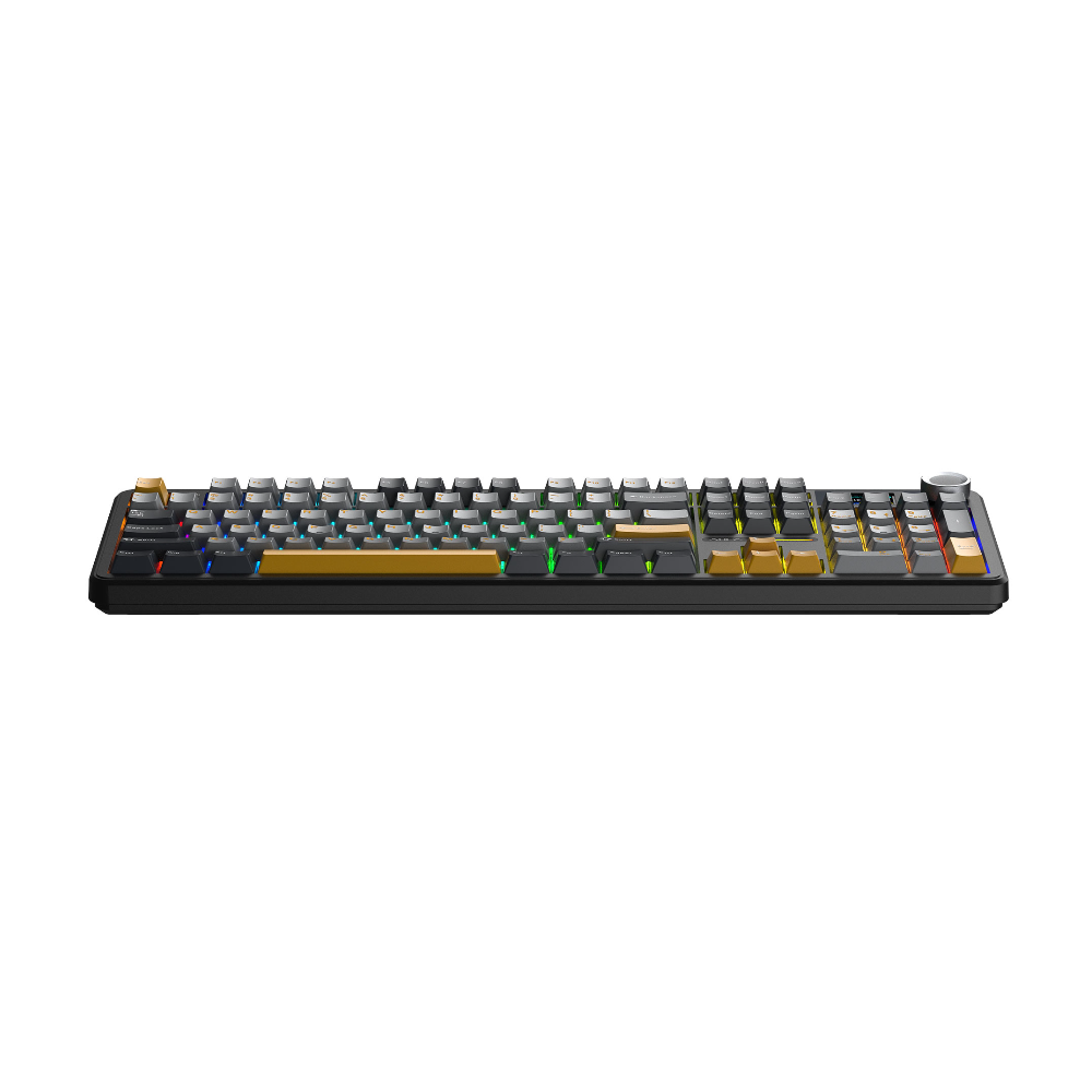 კლავიატურა Aula F108PRO, Reaper switch, Wireless, Bluetooth, USB-C, RGB, Mechanical Gaming Keyboard, Gray/Yellow