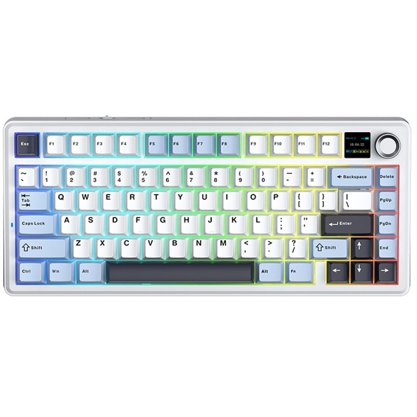 კლავიატურა Aula F75MAX Gasket, Reaper Switch, Wireless, Bluetooth, USB-C, USB, RGB, Mechanical Gaming Keyboard, White