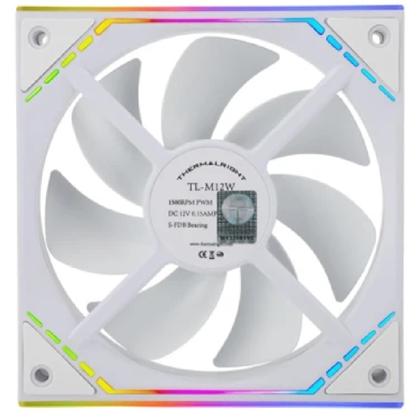 ქულერი ThermalRight TL-M12W, 120mm, 1500RPM, Case Fan, White
