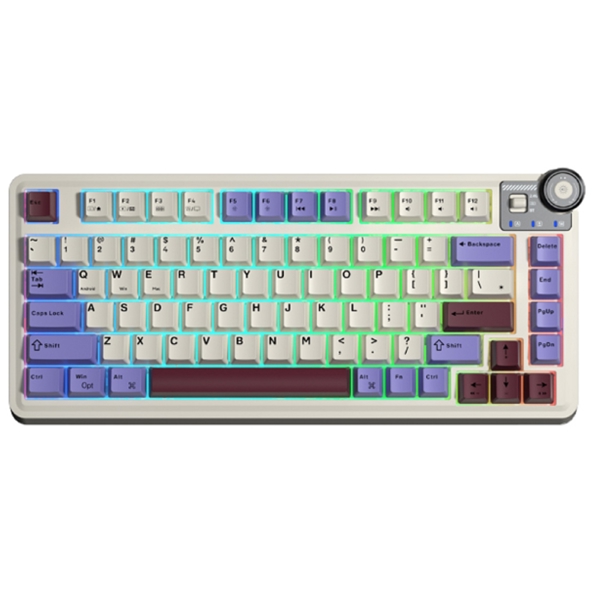 Mechanical Gaming Keyboard Aula AU75 Gasket, Reaper Switch, Wireless, USB, Bluetooth, RGB, Beige