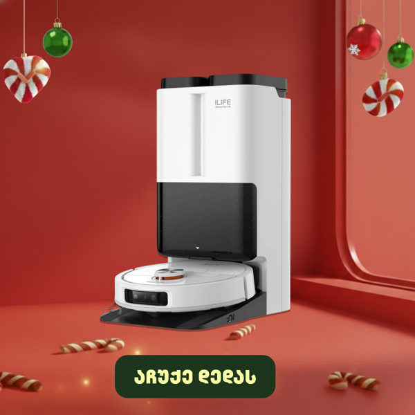 რობოტი მტვერსასრუტი მშრალი და სველი წმენდით Ilife T60S, 17000Pa, LiDAR + Ai, Robot Vacuum Cleaner, White