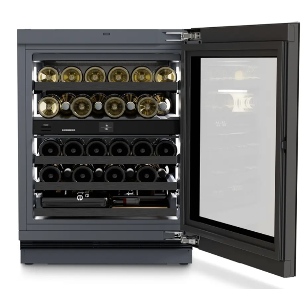 ჩასაშენებელი ღვინის მაცივარი Liebherr UWgbi 3682 Vinidor Selection, 95L, E, 32Db, Built-in Wine Refrigerator, Black