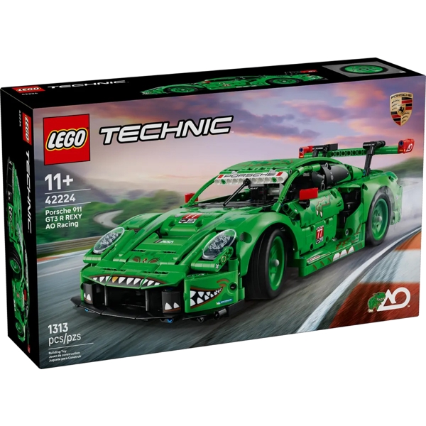 ასაწყობი კონსტრუქცია Lego 42224 Technic, Porsche 911 GT3 R REXY AO Racing Car, Prefabricated Construction, Green