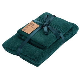 პირსახოცების ნაკრები Ardesto ART2357EM Terry Lotus, 2pcs, Towel Set, Dark Green