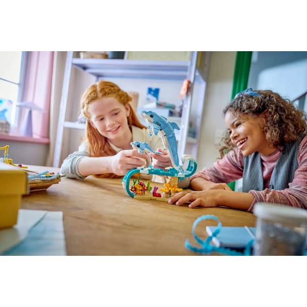 ასაწყობი კონსტრუქცია Lego 31385 Creator Sea Animals: Beautiful Dolphins, Prefabricated Construction