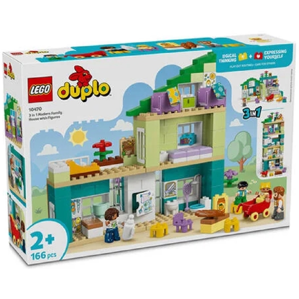 ასაწყობი კონსტრუქცია Lego 10470 Duplo Town 3 in 1 Modern Family House with Figures, Prefabricated Construction