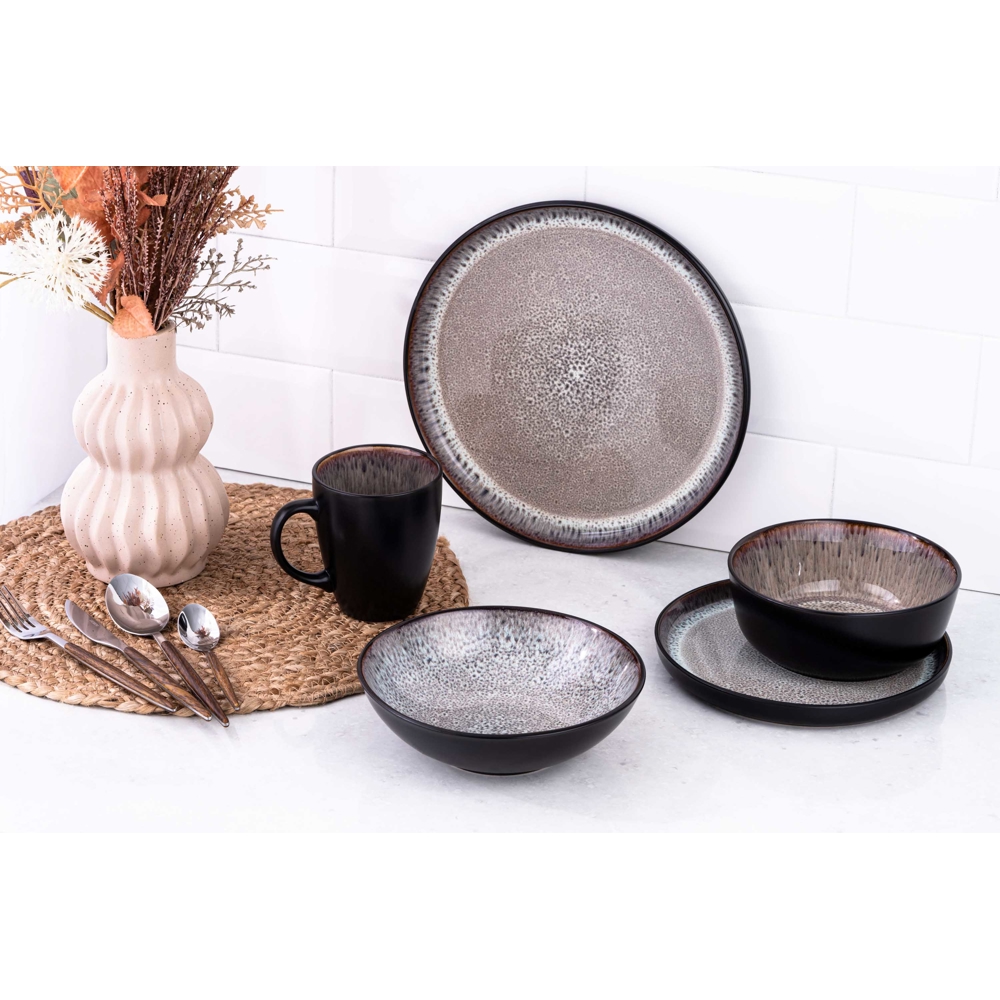 Soup plate Ardesto AR2918BB Bolzano, 18cm, Black/Brown