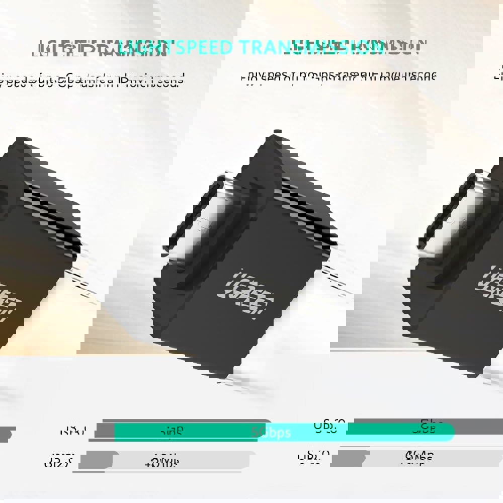 Type-C 3.1 Male To USB 3.0 female Adapter UGREEN US173 (20808), Black