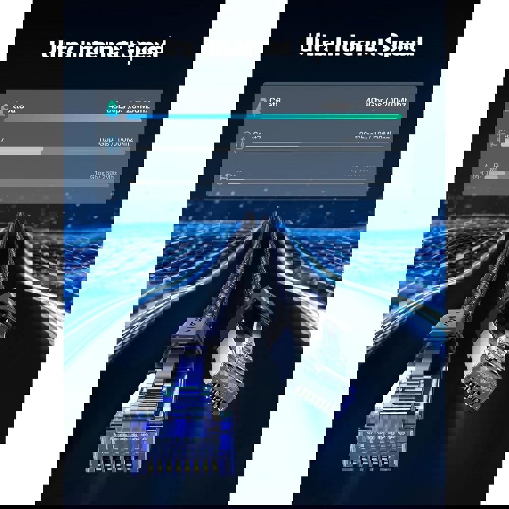 CAT8 Patch Cord LAN Cable UGREEN NW153 (80432), 3m, Black