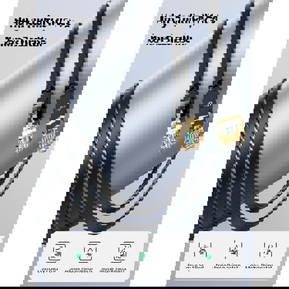 ქსელის კაბელი UGREEN NW106 (11260), CAT7 Patch Cord LAN Cable, 1m, Black