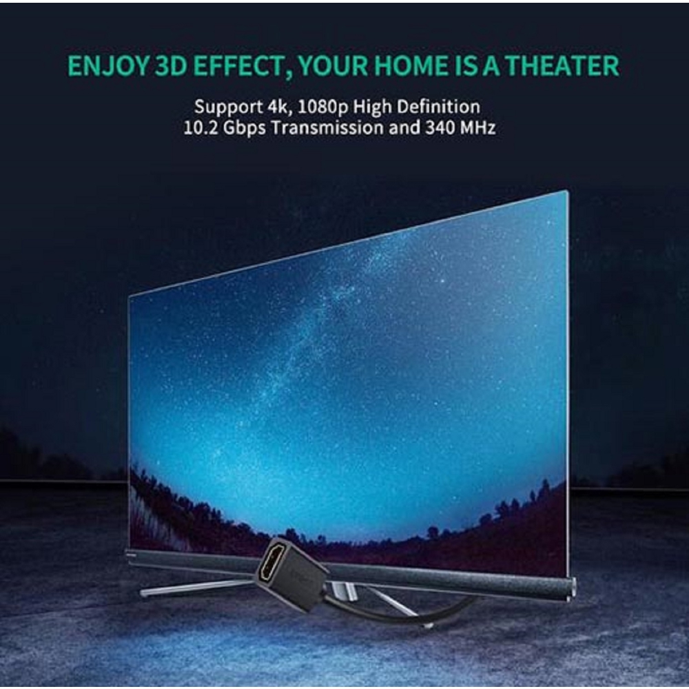 HDMI დამაგრძელებელი UGREEN HD107 (10145), HDMI Extension Male To Female Cable, 3m, Black