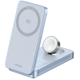 უსადენო დამტენი UGREEN W757 (65901), MagFlow 25W, 3-in-1 Magnetic Wireless Charger, Blue