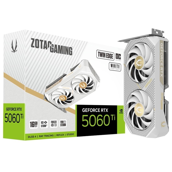 ვიდეო დაფა Zotac ZT-B50620Q-10M Twin Edge OC, GeForce RTX5060Ti, 12GB, 128bit, HDMI, DP, White